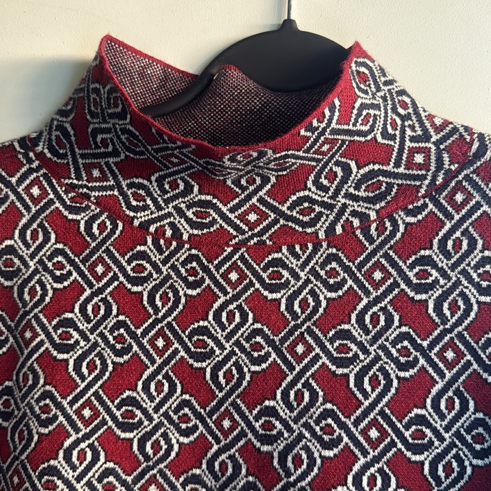 Anthropologie Red and Black Patterned Jacket